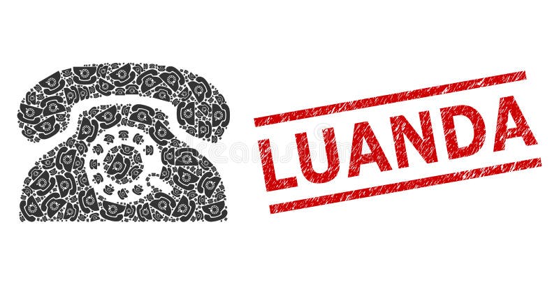 Pulse Phone Recursion Mosaic of Pulse Phone Items and Distress Luanda Seal vector illustration