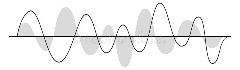 Pulse signal frequency. Sound wave. Beat effect vector illustration