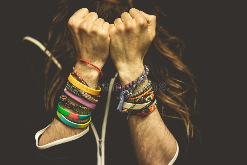 Colorful bracelets on their hands 2. Colorful bracelets on their hands 2