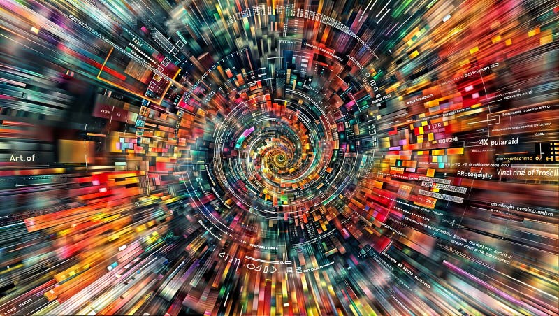Pulserande virvel : nedslående kaleidoskopisk konst generativ ai stock illustrationer