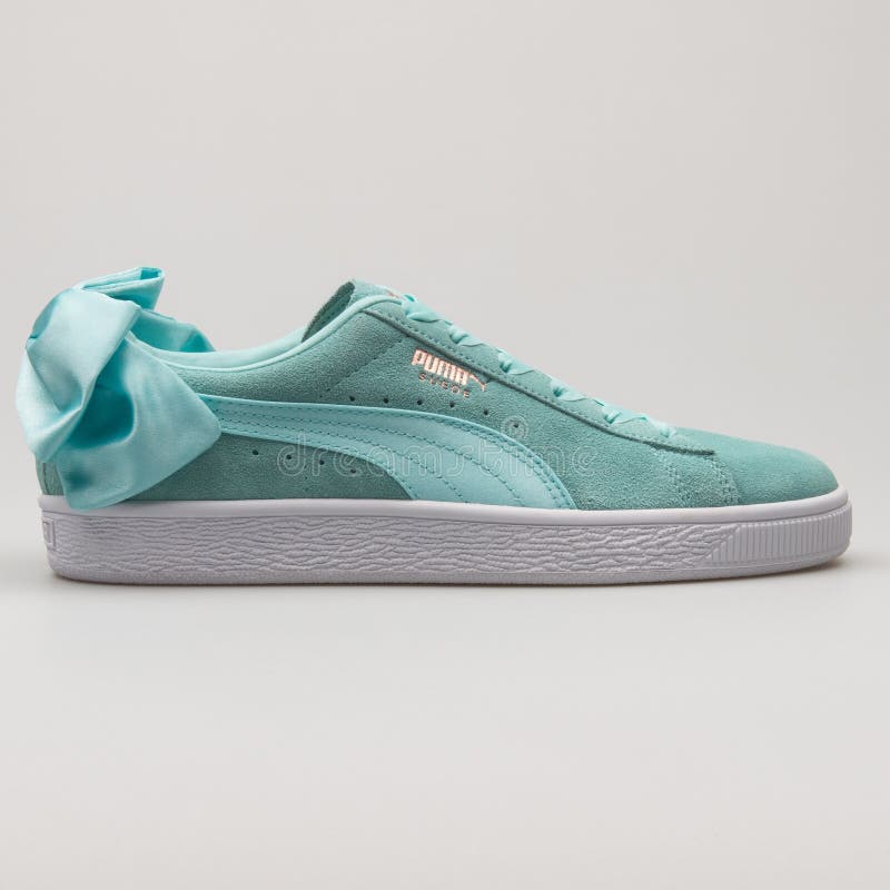 puma suede turquoise and white