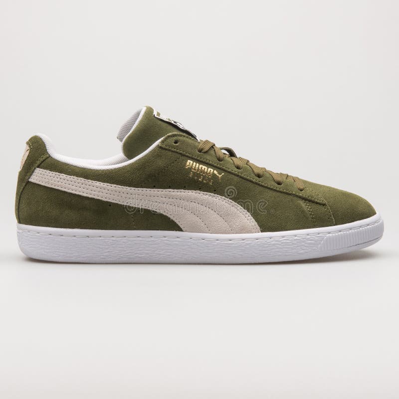 khaki green puma trainers