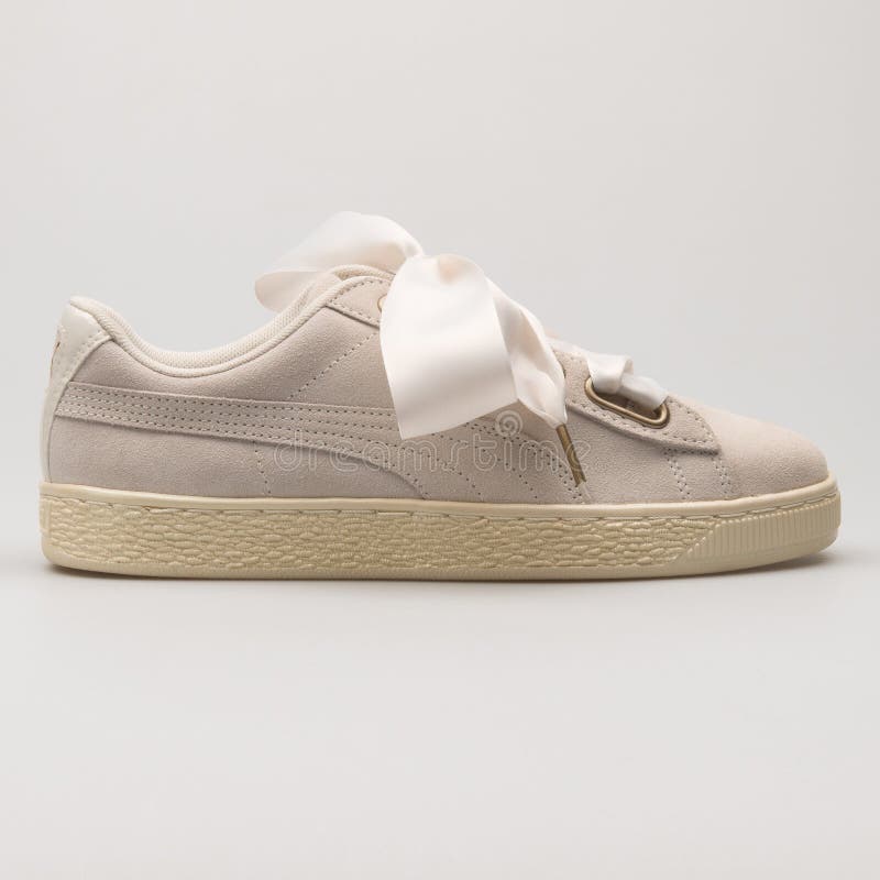 Puma Suede Heart Satin Beige And Gold 