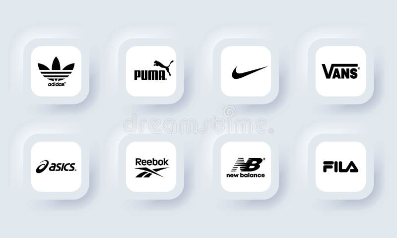 acción barbilla cable Puma Vans Nike Adidas New Balance Reebok. Marcas Más Populares De Ropa  Deportiva. Icono De Logotipo. Logotipos De Equipos Deportiv Foto de archivo  editorial - Imagen de marca, ropa: 222305748