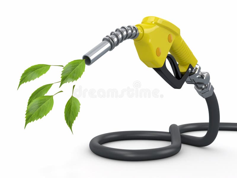 Green conservation. Gas pump nozzle and leaf. 3d. Green conservation. Gas pump nozzle and leaf. 3d