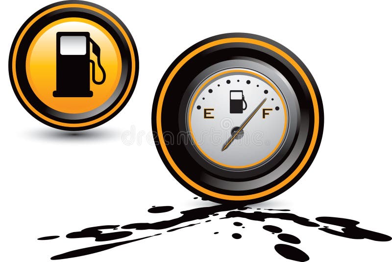 Oil splattered ground with a fuel pump and a gas gauge. Oil splattered ground with a fuel pump and a gas gauge