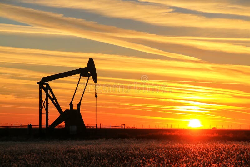 Pump Jack in the Oil Field at Sunset Stock Image Image of natural