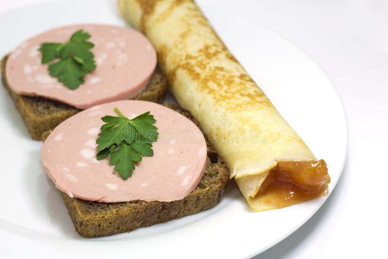 Pumpernickel and sausage stock photo. Image of sausage 22948402