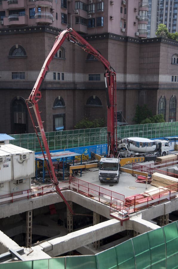  Pumping  Concrete At Construction Site  Editorial 