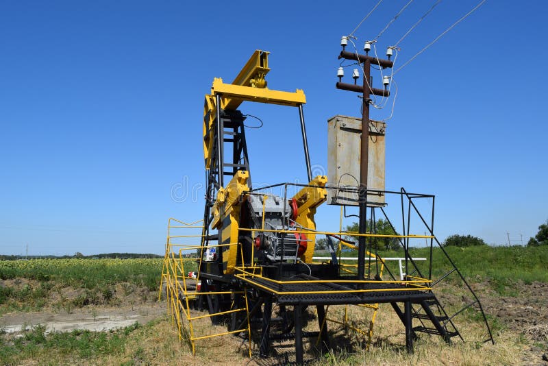 Pumping Unit As the Oil Pump Installed on a Well Stock Image Image of