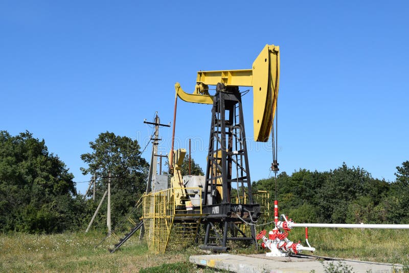 Pumping Unit As the Oil Pump Installed on a Well Stock Photo Image of