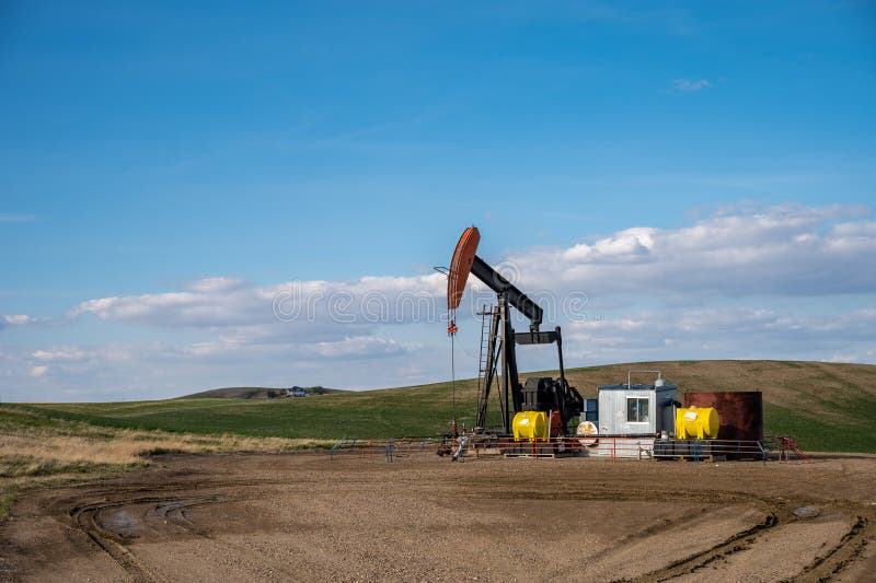 Pumpjacks Working in the Oil Fields of Alberta Stock Photo Image of