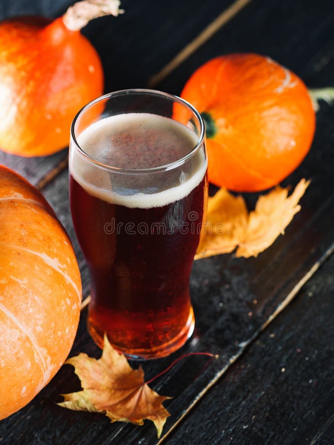 Pumpkin Ale. Craft Autumn Beer in a Mug Stock Photo Image of happy