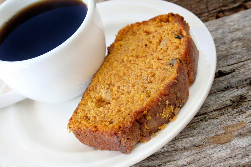 Pumpkin bread and Coffee stock photo. Image of still, close 7011072