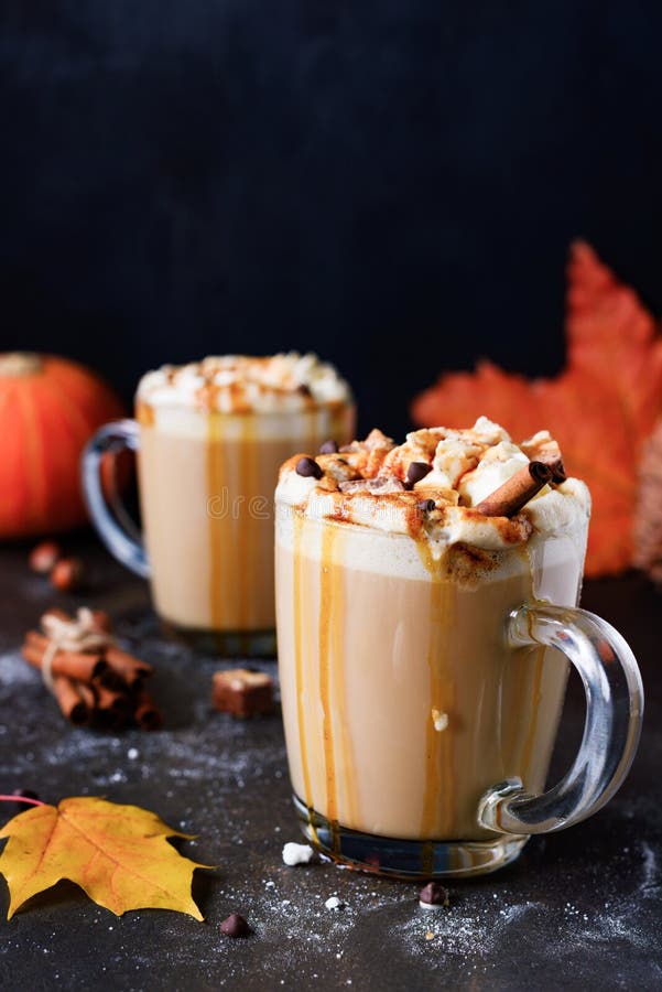 Pumpkin Caramel Spice Latte with marshmallows
