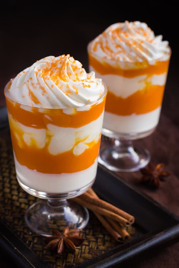 Pumpkin and Cream Cheese Dessert Stock Photo - Image of dish, cottage