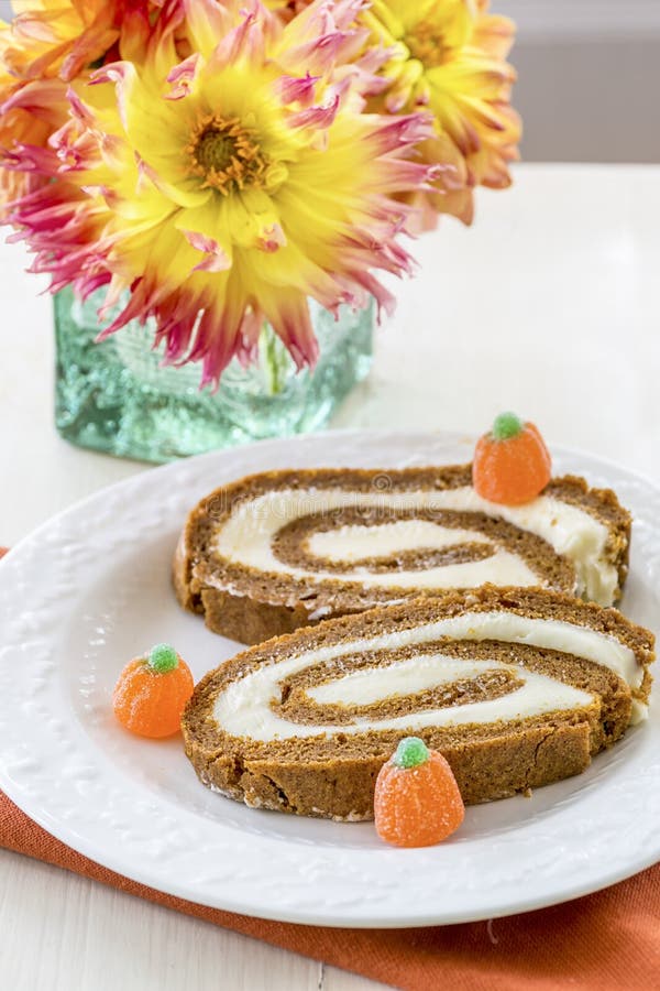Pumpkin Cream Cheese Jelly Roll Stock Image Image of orange, pumpkin