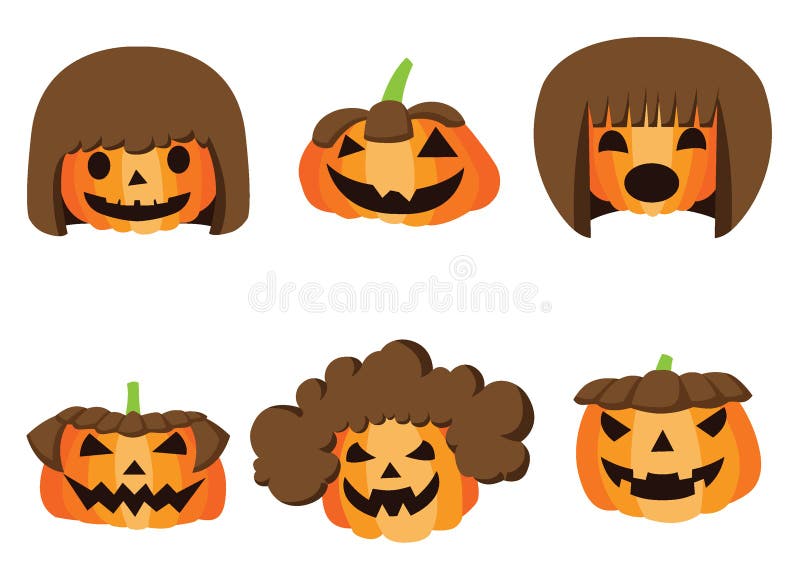 Pumpkin hairstyle Halloween design on white background illustration vector royalty free illustration Pumpkin hairstyle Halloween design on white background illustration vector royalty free illustration