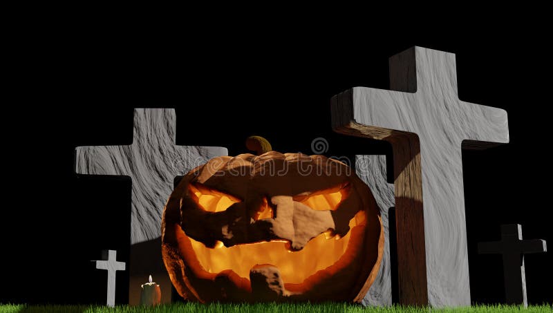 Pumpkin Halloween cemetery 3d-illustration stock illustration Pumpkin Halloween cemetery 3d-illustration stock illustration