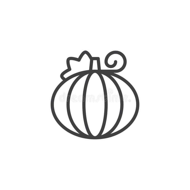 Pumpkin with leaves outline icon