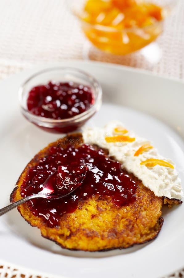 Pumpkin pancake royalty free stock photography
