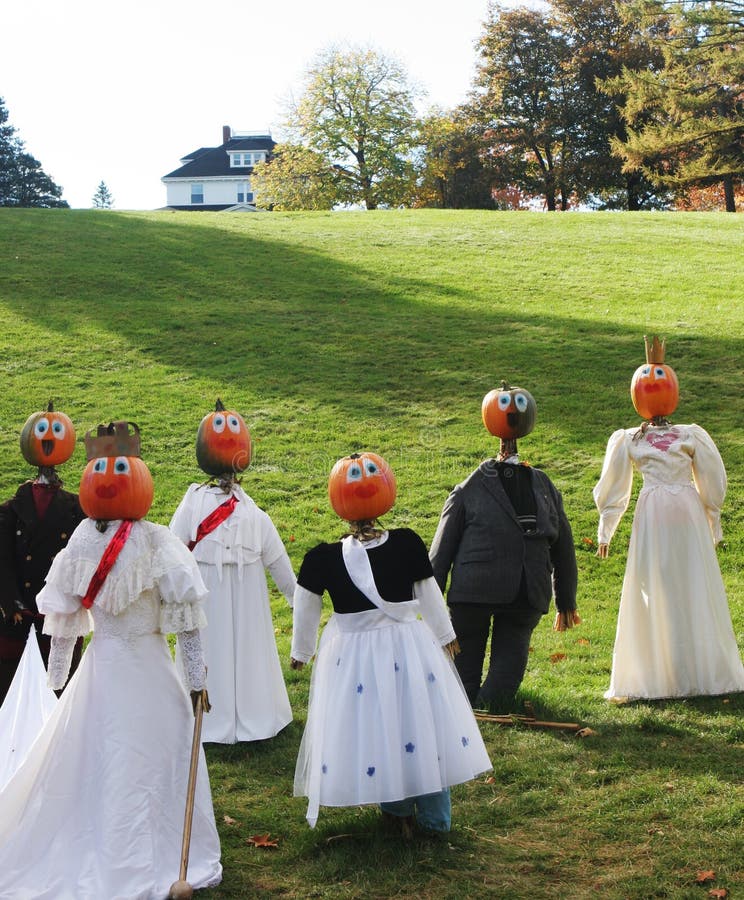 Pumpkin people gathering.