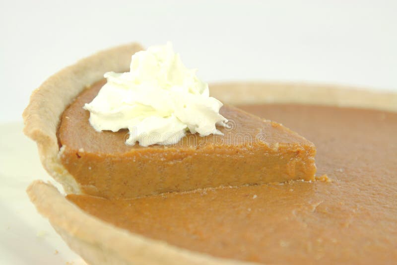 Pumpkin Pie with Whipped Cream. Stock Photo Image of stem, pumpkin