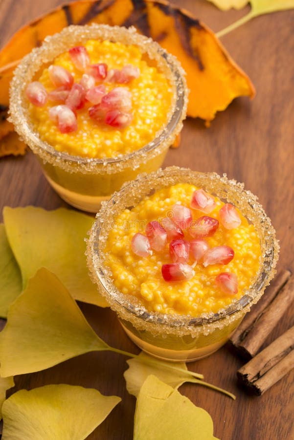 Pumpkin Pudding with Tapioca Pearls Stock Photo Image of sweet, brown