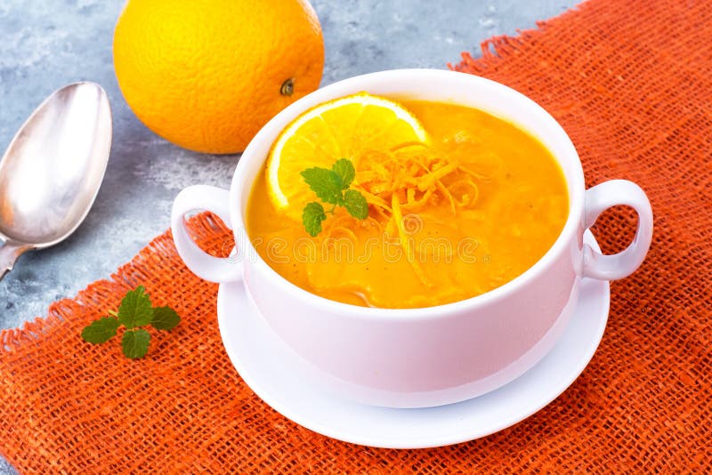 Pumpkin puree soup with orange