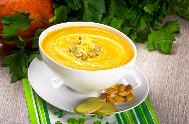 Pumpkin soup stock photo. Image of fresh, horizontal 15845620