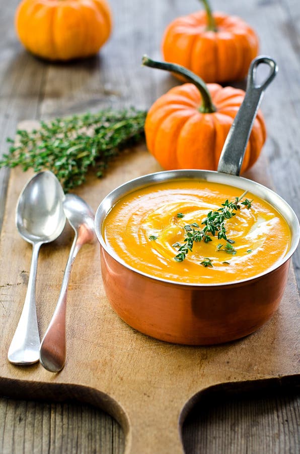 Pumpkin soup stock photo. Image of meal, table, spoon 26767944