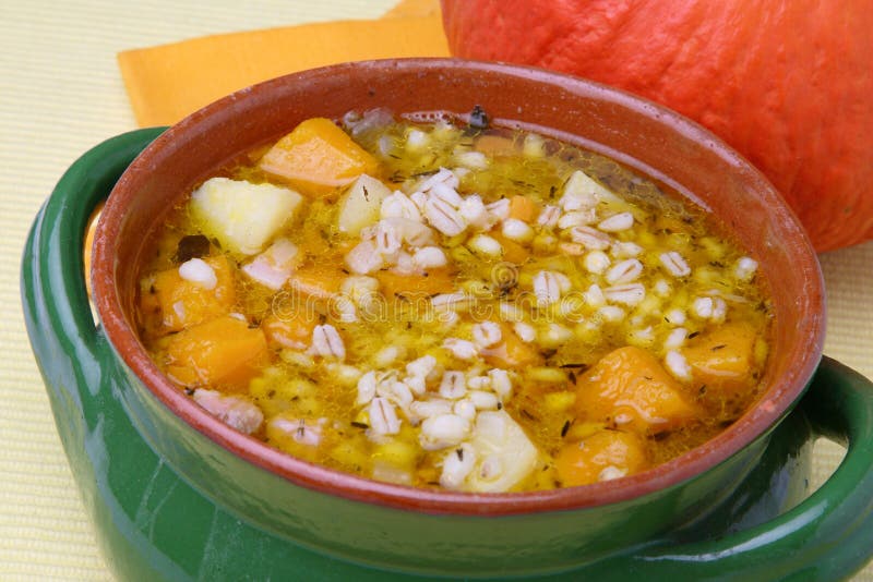 Pumpkin soup with barley