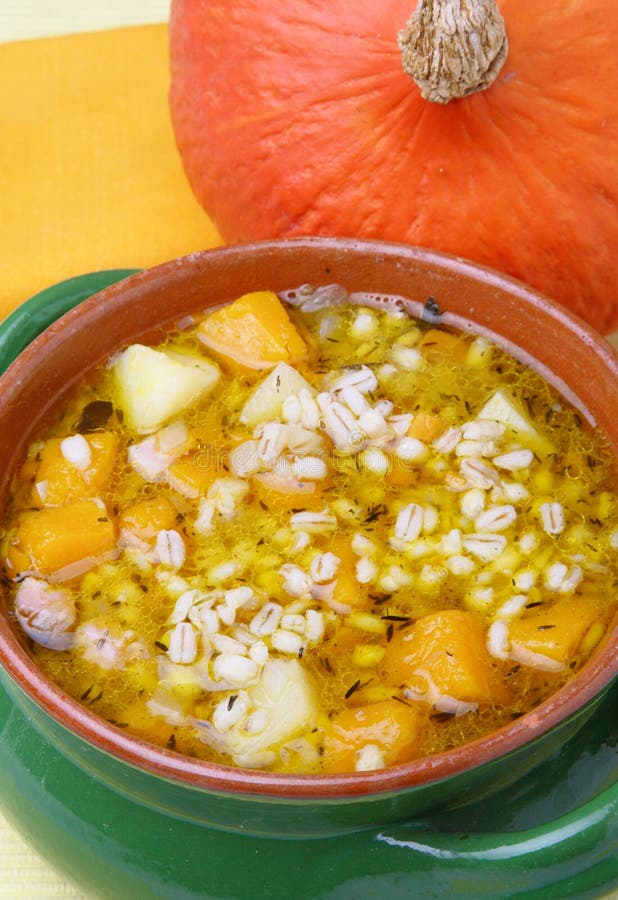 Pumpkin soup with barley