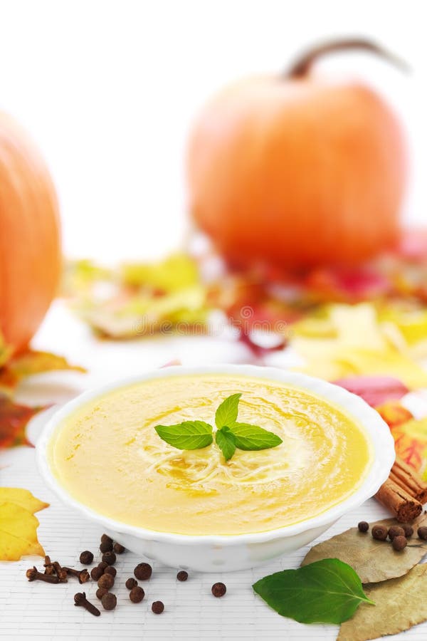 Pumpkin soup stock image. Image of herb, fresh, pumpkin 36469445