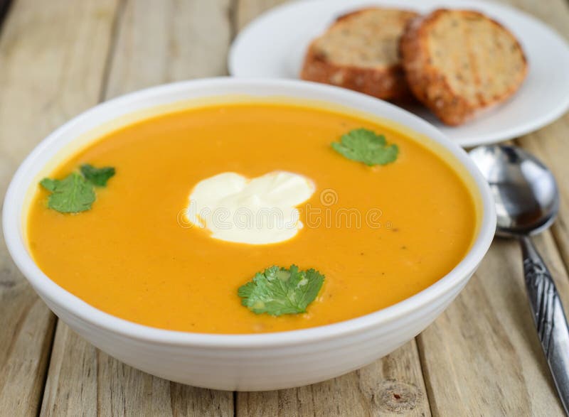 Pumpkin soup and bread