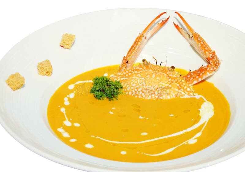 Pumpkin soup with crab stock photo. Image of cream, cooking 32748096