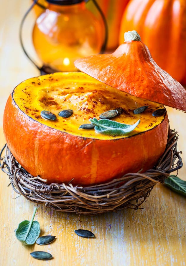 Pumpkin Soup with Pumpkin Seeds Stock Image - Image of orange, pumpkin ...