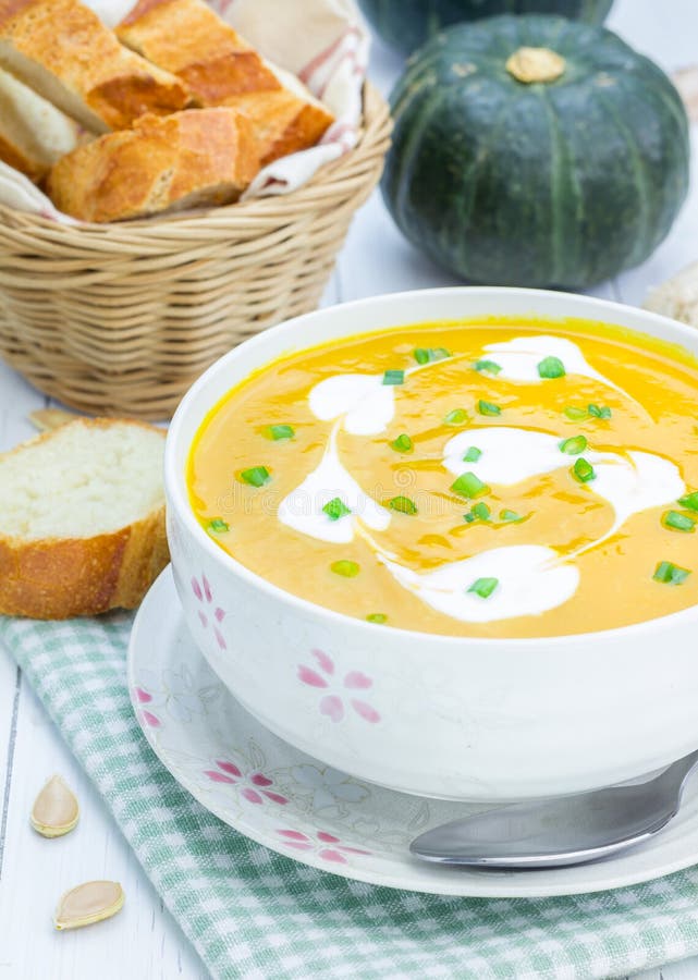 Pumpkin Soup With Sour Cream Stock Photo Image Of Orange Breakfast pumpkin-soup