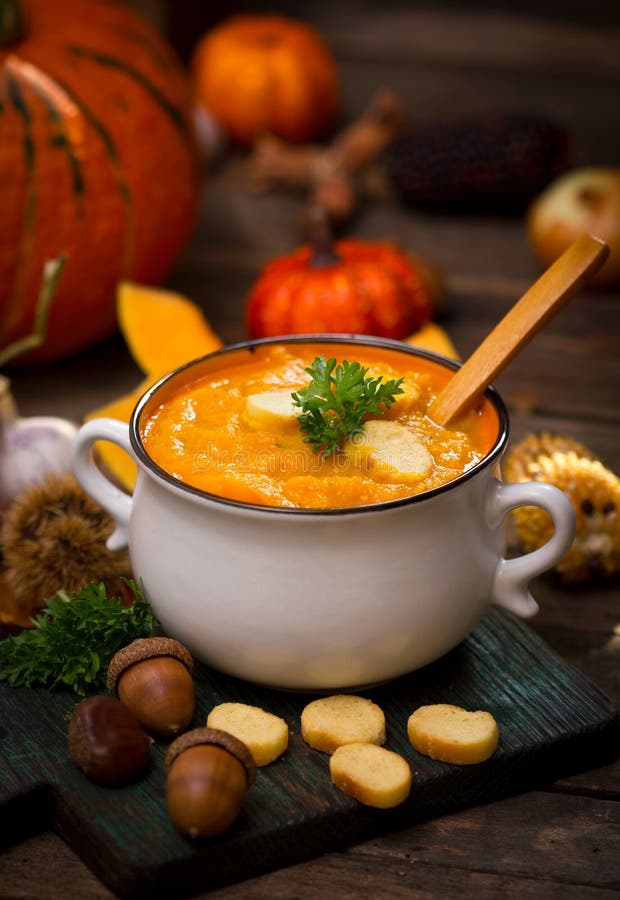 Pumpkin soup stock photo. Image of nourishment, dinner 26870836