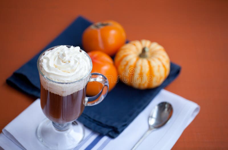 Pumpkin Spiced Coffee with Whipped Cream Stock Image Image of closeup