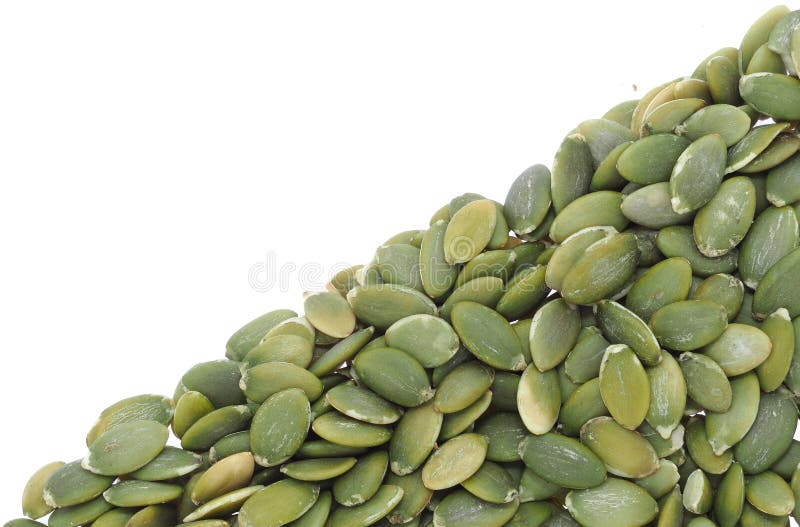 Pumpkin Unshelled Seeds Isolated on White Background Stock Image