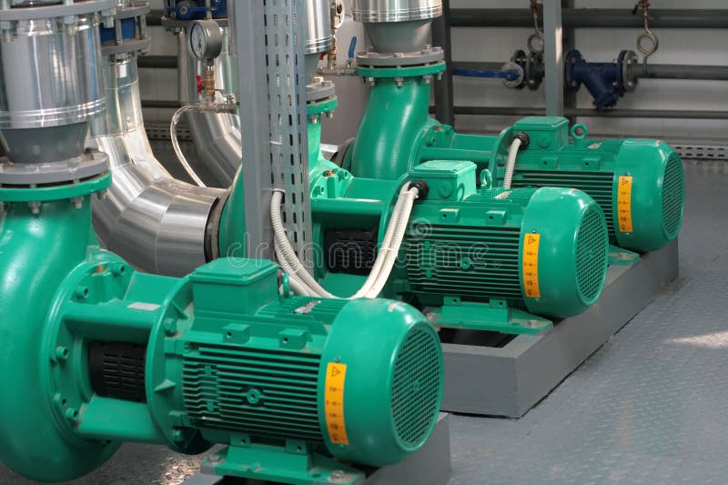 Pumps in boiler-house stock photos