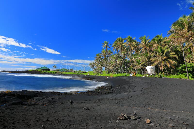 Punaluu schwärzen Sandstrand, große Insel, Hawaii stockfotos Punaluu schwärzen Sandstrand, große Insel, Hawaii stockfotos