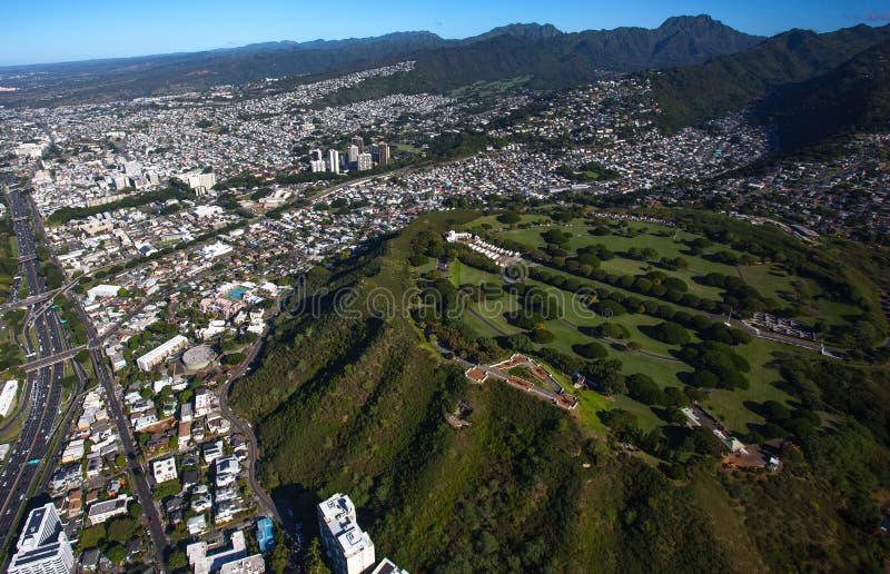 Beautiful aerial view of the Punch Bowl Crater near Honolulu,Hawaii