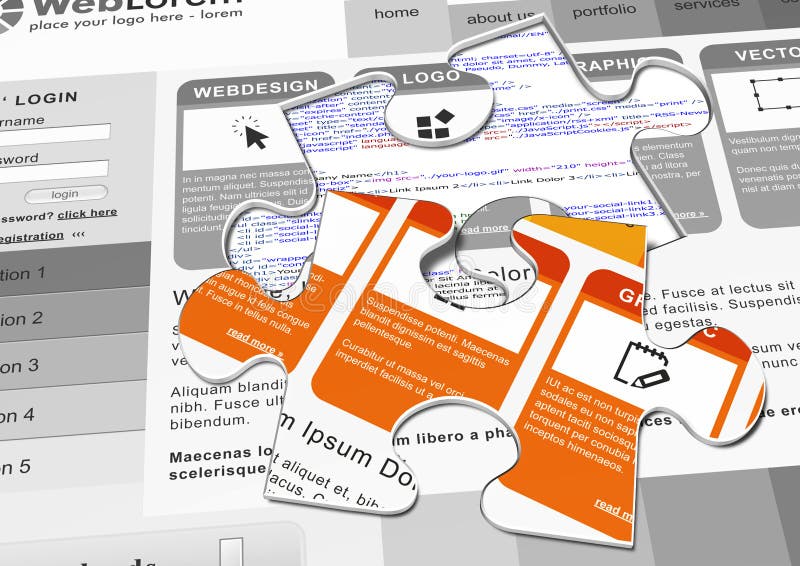 Punched Out Single Jigsaw Piece from a Webdesign Template royalty free illustration