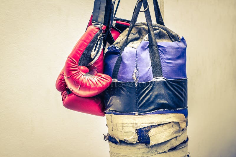 Punching Bag and Boxing Gloves Photograph Stock Image Image of