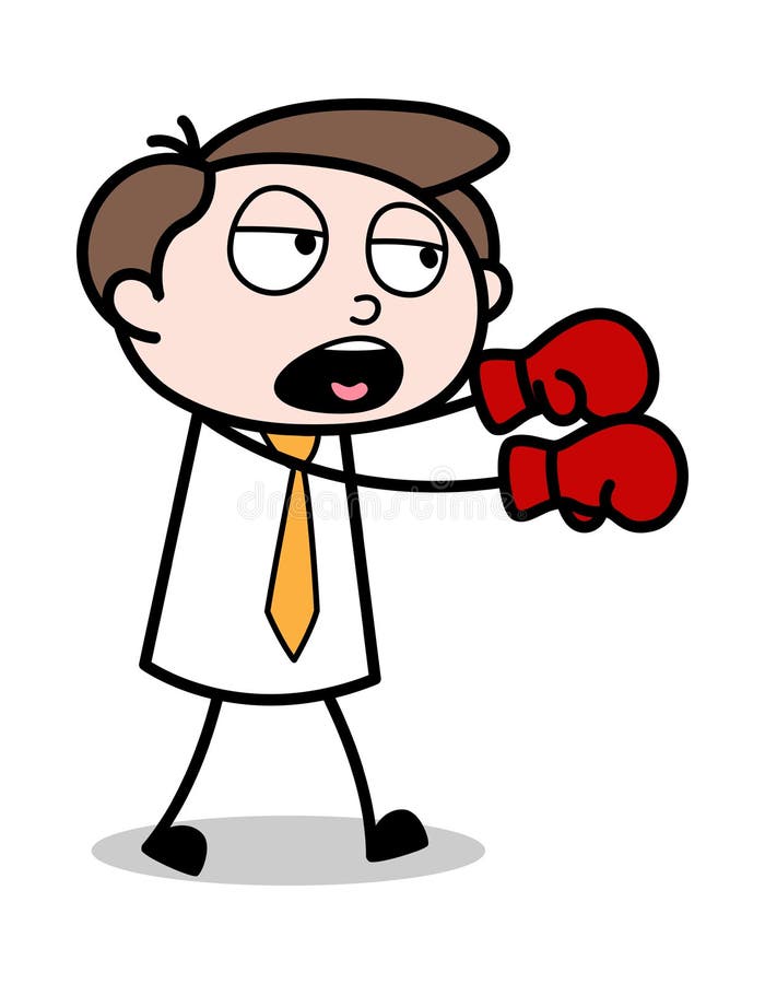 Punching - Office Businessman Employee Cartoon Vector Illustration royalty free illustration