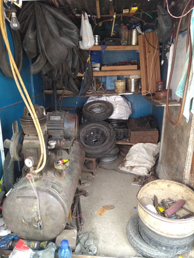 Puncture Shop stock image. Image of asia, india, repair 104840901