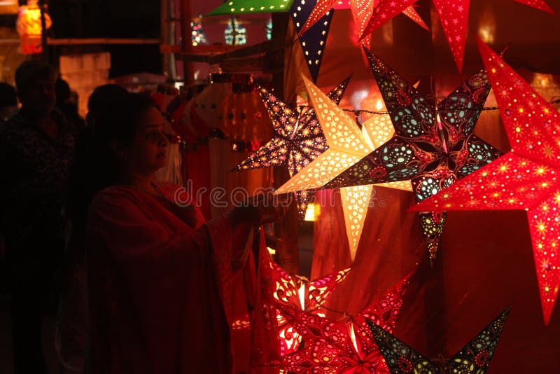 Festive Christmas-Black Friday Festive Party Indian Hanging Paper Stars Light 