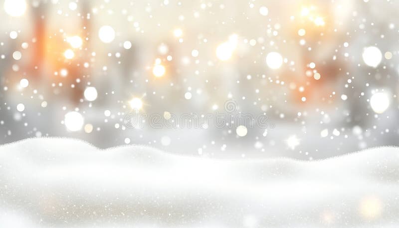 Punglande Vinter Wonderland jul Snowfall Background with Golden Light and Snowdrifts vektor illustrationer